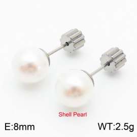 French niche design sense 8mm pearl stainless steel fashionable charm women's silver earrings