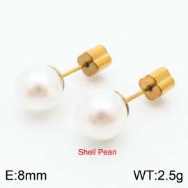 French niche design sense 8mm pearl stainless steel fashionable charm women's gold earrings