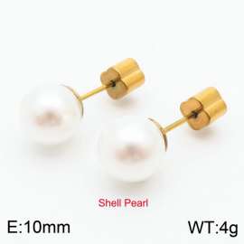 French niche design sense 10mm pearl stainless steel fashionable charm women's gold earrings