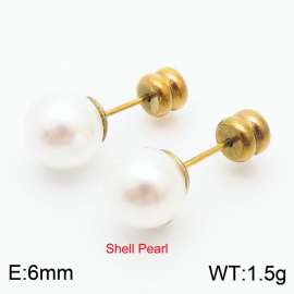 French niche design sense 6mm pearl stainless steel fashionable charm women's gold earrings