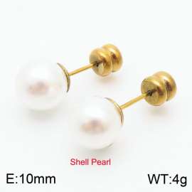 French niche design sense 10mm pearl stainless steel fashionable charm women's gold earrings