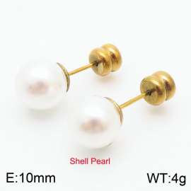 French niche design sense 10mm pearl stainless steel fashionable charm women's gold earrings