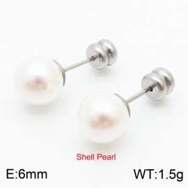 French niche design sense 6mm pearl stainless steel fashionable charm women's silver earrings