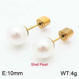 French niche design sense 10mm pearl stainless steel fashionable charm women's gold earrings