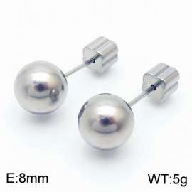 8mm spherical stainless steel simple and fashionable charm women's silver earrings