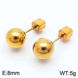 8mm spherical stainless steel simple and fashionable charm women's gold earrings