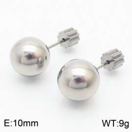 10mm spherical stainless steel simple and fashionable charm women's silver earrings