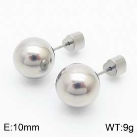 10mm spherical stainless steel simple and fashionable charm women's silver earrings