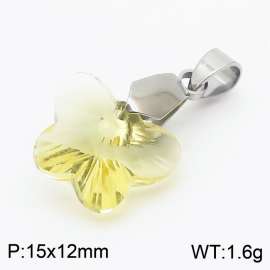Yellow Color Crystal Glass Butterfly Pendant For Women Jewelry