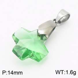 Green Color Crystal Glass Cross Pendant For Women Jewelry