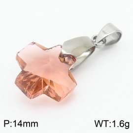 Pink Color Crystal Glass Cross Pendant For Women Jewelry