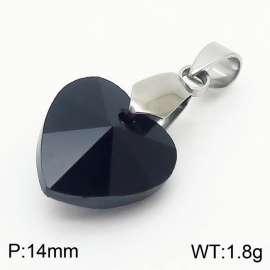 Black Color Crystal Glass Heart Pendant For Women Jewelry