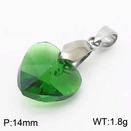 Green Color Crystal Glass Heart Pendant For Women Jewelry