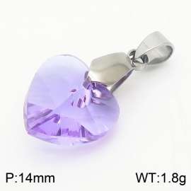 Purple Color Crystal Glass Heart Pendant For Women Jewelry