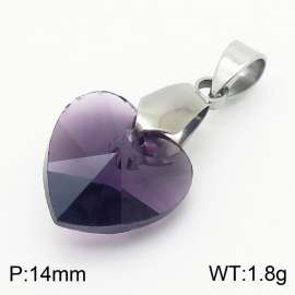 Purple Color Crystal Glass Heart Pendant For Women Jewelry