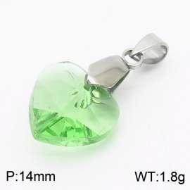 Green Color Crystal Glass Heart Pendant For Women Jewelry