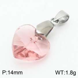 Pink Color Crystal Glass Heart Pendant For Women Jewelry