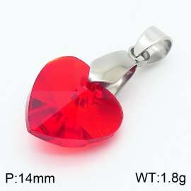 Red Color Crystal Glass Heart Pendant For Women Jewelry