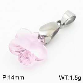 Pink Color Crystal Glass flower Pendant For Women Jewelry