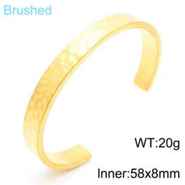 Stainless steel 58x8mm C-shaped open bracelet personality LOGO lettering adjustable brushed gold bracelet