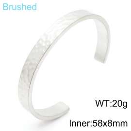 Stainless steel 58x8mm C-shaped open bracelet personality LOGO lettering adjustable brushed silver bracelet