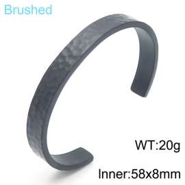 Stainless steel 58x8mm C-shaped open bracelet personality LOGO lettering adjustable brushed black bracelet
