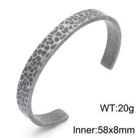 Stainless steel 58x8mm C-shaped open bracelet personality LOGO lettering adjustable oxidized black bracelet