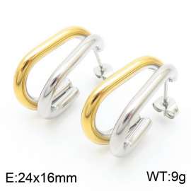 French Light Luxury Style Dual Color Stainless Steel Women's Earrings