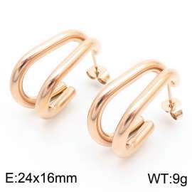 Double layer C-shaped earrings, rose gold, stainless steel earrings, and earrings