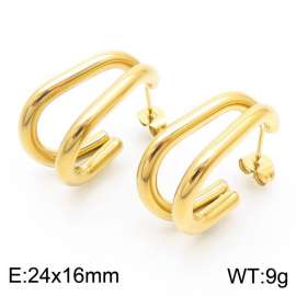 Double layer C-shaped earrings, gold stainless steel earrings, earrings
