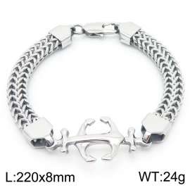 European and American fashion stainless steel double row keel chain splicing ship anchor pendant men's temperament silver bracelet