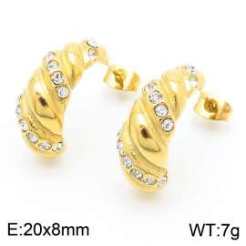 European and American fashionable stainless steel geometric diamond studded women's temperament gold earrings