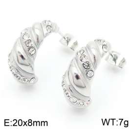 European and American fashionable stainless steel geometric diamond studded women's temperament silver earrings
