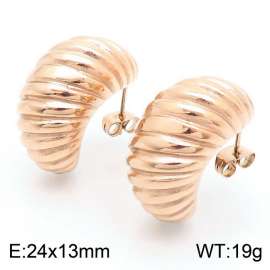 European and American fashionable stainless steel geometric thread women's temperament rose gold earrings