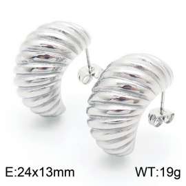 European and American fashionable stainless steel geometric thread women's temperament silver earrings