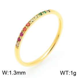 Stainless steel simple and personalized seven color diamond inlaid women's charming gold ring