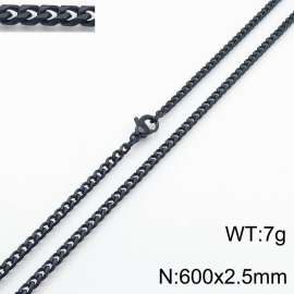 Simple and personalized 600 × 2.5mm stainless steel multi sided grinding chain charm black necklace