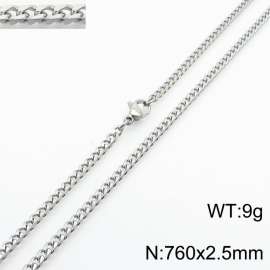 Simple and personalized 760 × 2.5mm stainless steel multi sided grinding chain charm silver necklace