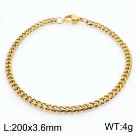 Simple and personalized 200 × 3.6mm stainless steel multi face grinding chain charm gold bracelet