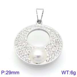 Stainless Steel Stone & Crystal Pendant