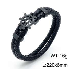 Stainless Steel Leather Bracelet