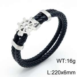 Stainless Steel Leather Bracelet