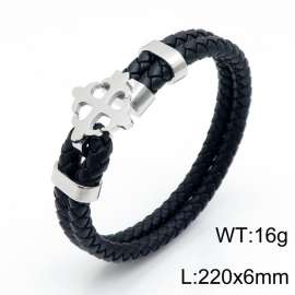 Stainless Steel Leather Bracelet