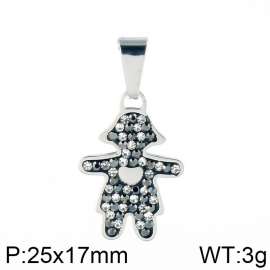 Stainless Steel Stone & Crystal Pendant