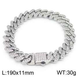 Hip Hop Steel Full Diamond Cuban Chain Titanium Steel Men's Bracelet