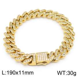 Hip hop style rock full diamond Cuban chain titanium steel men's bracelet