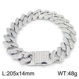 Hip hop style vacuum electroplating 18k three to one full diamond titanium steel men's bracelet