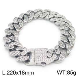 Hip hop style 18mm full diamond Cuban chain titanium steel men's bracelet