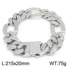 Hip Hop Style 20mm Full Diamond 3:1 Mother Chain Titanium Steel Men's Bracelet