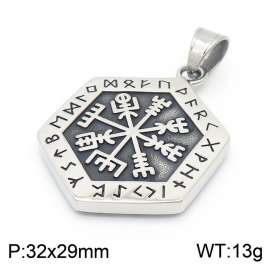 Men's stainless steel Viking totem snowflake hexagonal pendant